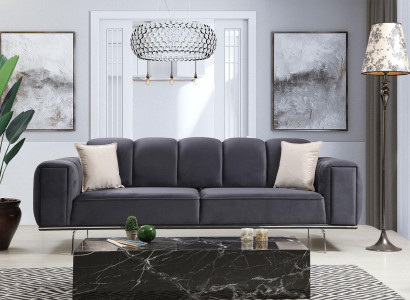 Moderne Dreisitzer Couch Stoffsofa Polstersofa Grau Sofa Stoff 3 Sitz